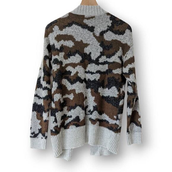 Mystree Womens Cardigan Sweater Knitted Camouflage Gray Small - Picture 5 of 9